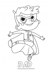 Child coloring page Fancy dress Mask Hero Carnival Shrove Tuesday