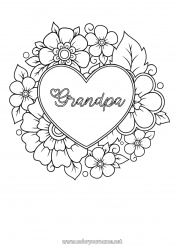 Child coloring page Flowers Heart Mandala I love you Big heart