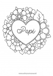 Coloriage enfant Fleurs Coeur Mandala Je t'aime Grand coeur