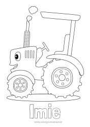 Kolorowanka do personalizacji Pojazdy Traktor Pojazdy rolnicze Farma Zawody na farmie Kreskówka Pojazdy postaci
