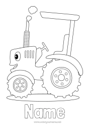 Free colouring Vehicles Tractor Farm vehicles Farm Farm jobs Cartoon Character vehicles