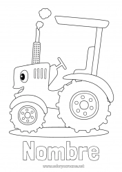 Colorear gratis Vehículos Tractor Vehículos agrícolas Granja Oficios de la Granja Cartoon Vehículos con personajes