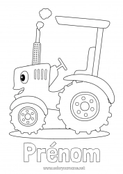 Coloriage gratuit Véhicules Tracteur Véhicules de la ferme Ferme Métiers de la ferme Cartoon Véhicules personnages