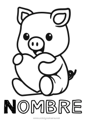 Dibujo libre Corazón Cerdo Te amo Animales Día de San Valentín Animales de granja