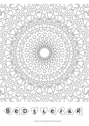 Gratis farvelægning Hjerte Mandala Far Mor Bedstemor Bedstefar Jeg elsker dig.