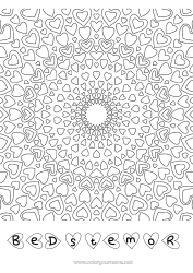 Gratis farvelægning Hjerte Mandala Far Mor Bedstemor Bedstefar Jeg elsker dig.