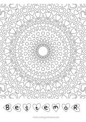 Gratis fargelegging Hjerte Mandala Pappa Mamma Bestemor Bestefar Jeg elsker deg.