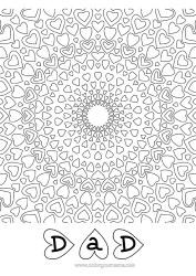 Free colouring Heart Mandala Dad Mum Grandma Grandad I love you.