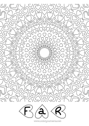 Gratis farvelægning Hjerte Mandala Far Mor Bedstemor Bedstefar Jeg elsker dig.