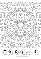 Gratis färgläggning Hjärta Mandala Pappa Mamma Mormor Farfar Jag älskar dig.