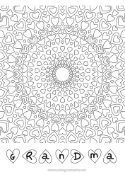 Free coloring Heart Mandala Dad Mum Grandma Grandpa I love you