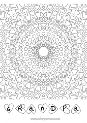 Child coloring page Heart Mandala Dad Mum Grandma Grandpa I love you