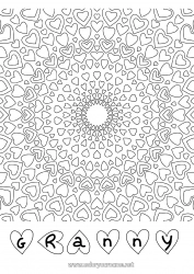 Child coloring page Heart Mandala Dad Mum Grandma Grandpa I love you