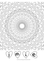 Rysunek za darmo Serce Mandala Tata Mama Babcia Dziadek Kocham cię.