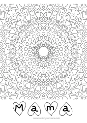 Pagină de colorat gratuită Inimă Mandala Tată Mama Bunica Bunicul Te iubesc.