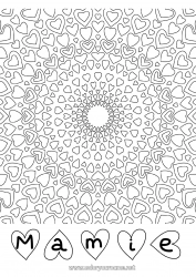 Coloriage enfant Coeur Mandala Papa Maman Mamie Papi Je t'aime