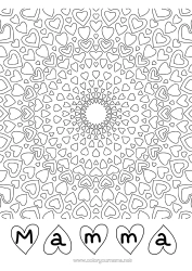 Gratis färgläggning Hjärta Mandala Pappa Mamma Mormor Farfar Jag älskar dig.