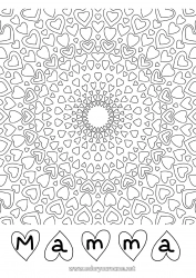 Pagina da colorare per bambini Cuore Mandala Papà Mamma Nonna Nonno Ti amo