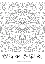 Gratis färgläggning Hjärta Mandala Pappa Mamma Mormor Farfar Jag älskar dig.