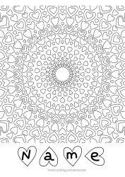 Free colouring Heart Mandala Dad Mum Grandma Grandad I love you.
