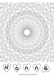 Pagina da colorare per bambini Cuore Mandala Papà Mamma Nonna Nonno Ti amo