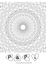 Coloriage enfant Coeur Mandala Papa Maman Mamie Papi Je t'aime