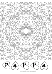 Gratis färgläggning Hjärta Mandala Pappa Mamma Mormor Farfar Jag älskar dig.
