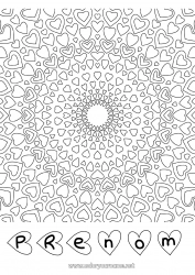 Coloriage gratuit Coeur Mandala Papa Maman Mamie Papi Je t'aime