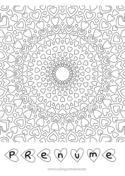 Desen liber de colorat Inimă Mandala Tată Mama Bunica Bunicul Te iubesc.