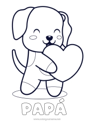 Colorear gratis Lindo Corazón Perro Te amo Animales Día de San Valentín Dibujos fáciles para colorear Perros y gatos