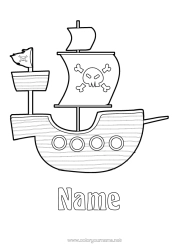 Colouring to customise Pirate Sea Vehicles Boat Fairy Tale Marine Vehicles