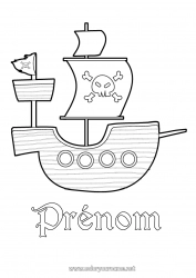 Coloriage gratuit Pirate Mer Véhicules Bateau Conte de fées Véhicules maritimes