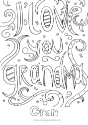 Free colouring Grandma I love you.