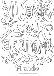 Coloriage enfant Mamie Je t'aime 