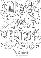 Colouring to customise Grandma I Love You. "Love" Message