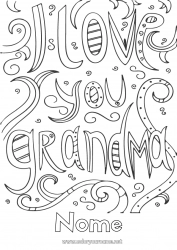 Página de desenho infantil Vovó Eu te amo Mensagem de 