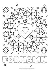 Gratis färgläggning Blommor Hjärta Mamma Mormor Jag älskar dig.