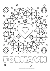 Gratis tegning Blomster Hjerte Mamma Bestemor Jeg elsker deg.