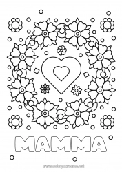 Pagina da colorare per bambini Fiori Cuore Mamma Nonna Ti amo