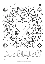 Gratis färgläggning Blommor Hjärta Mamma Mormor Jag älskar dig.