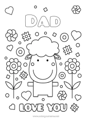 Free colouring Sheep I love you. Farm animals