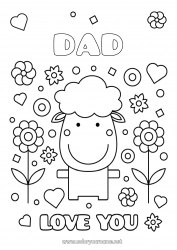 Child coloring page Sheep I love you Farm animals