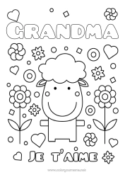 Free coloring Sheep I love you Farm animals