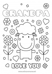 Child coloring page Sheep I love you Farm animals