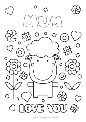 Free colouring Sheep I love you. Farm animals