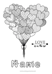 Free colouring Heart Mandala Balloons I love you. Valentine's Day
