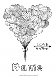 Free coloring Heart Mandala Balloons I love you Valentine's Day 