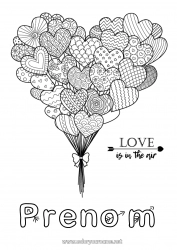 Coloriage gratuit Coeur Mandala Ballons Je t'aime Saint valentin 