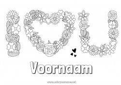 Gratis tekening Bloemen Ik hou van jou Valentijnsdag