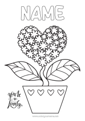 Free colouring Flowers Heart I love you.